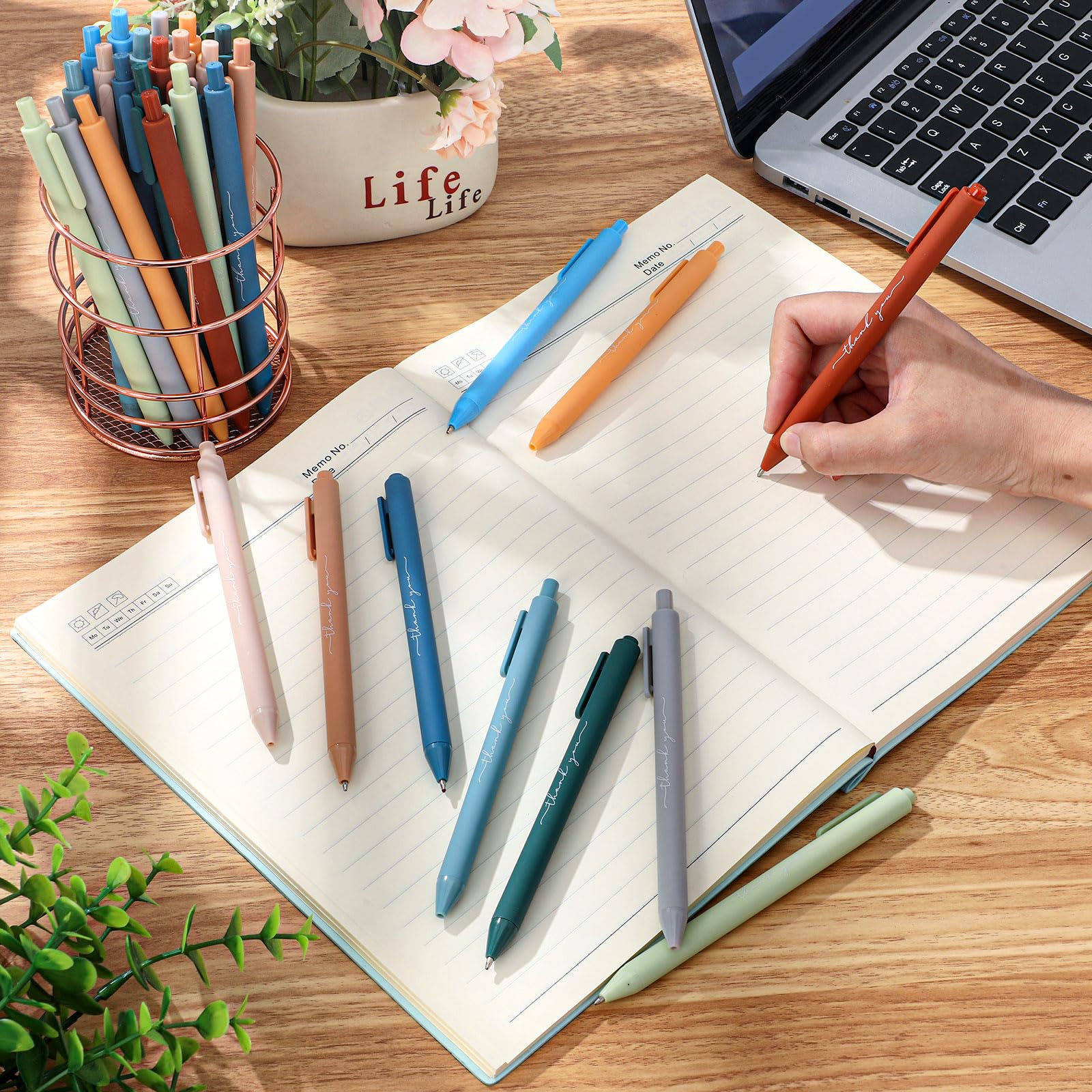 Dispowreath 50 Pcs Thank You Pen Bulk Cute Server Ballpoint, Morandi