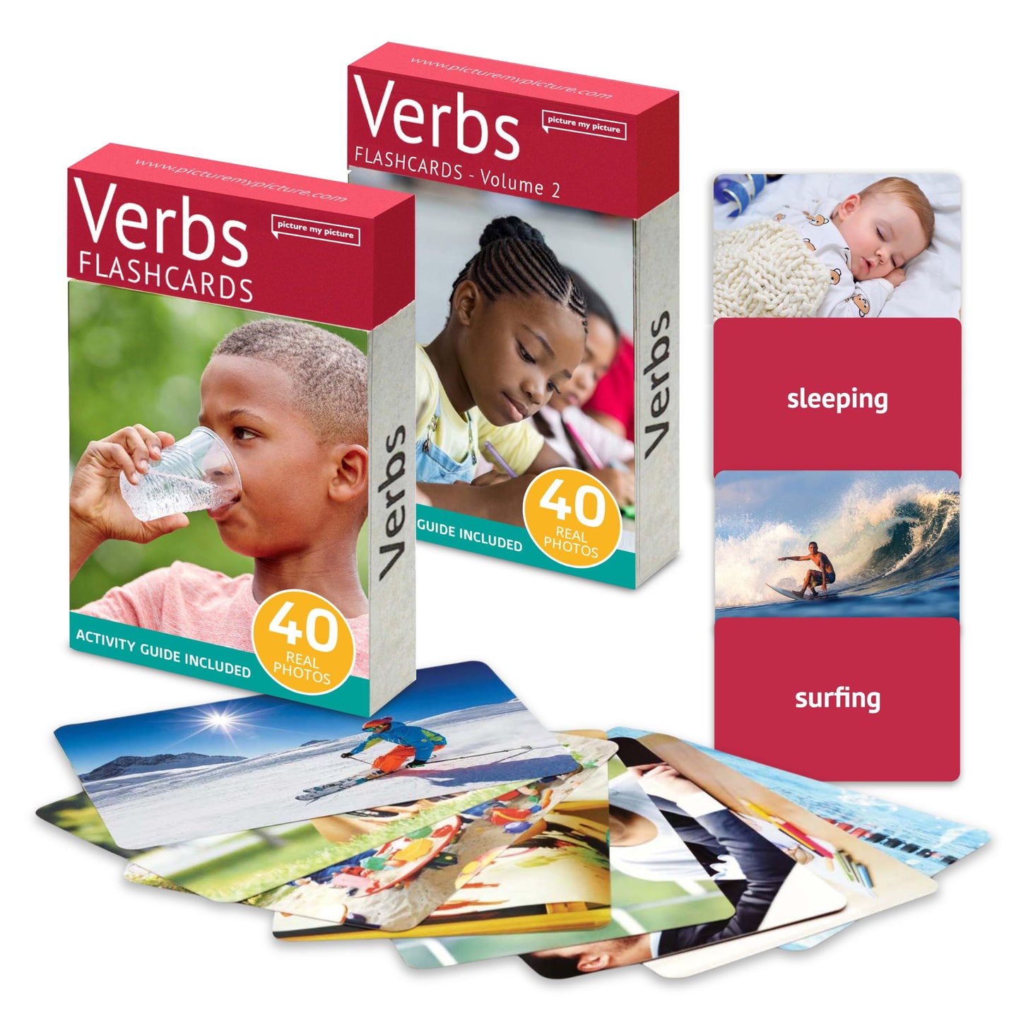 Picture My Picture Verbs ABA Therapy Cards Bundle, 80 Real Photos, Age 3+