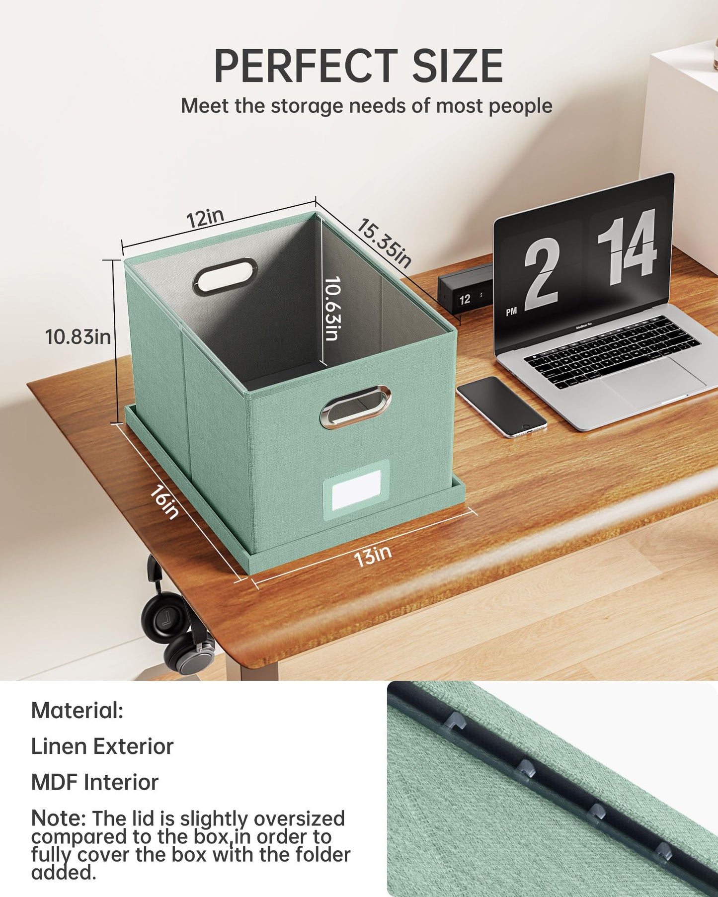 Oterri File Organizer, File Box, File Cabinet for Letter File Folder Storage, Portable Storage Bins