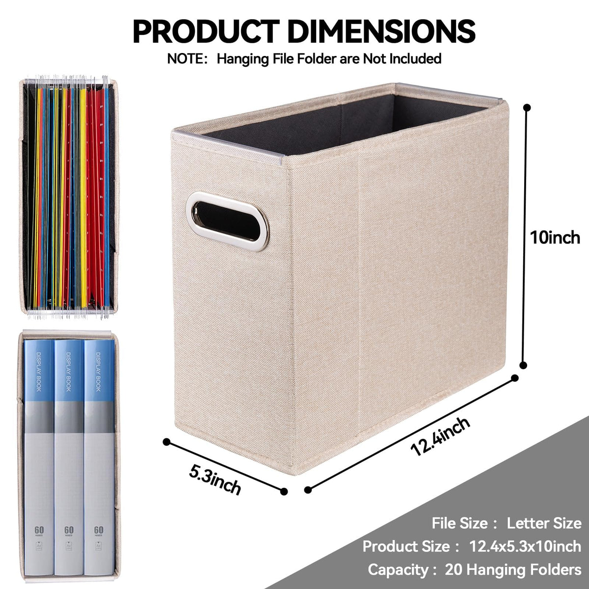 ComfortKeeper 2 Packs Letter Size File Organizer, File Folders Organizer, Fabric Storage Box