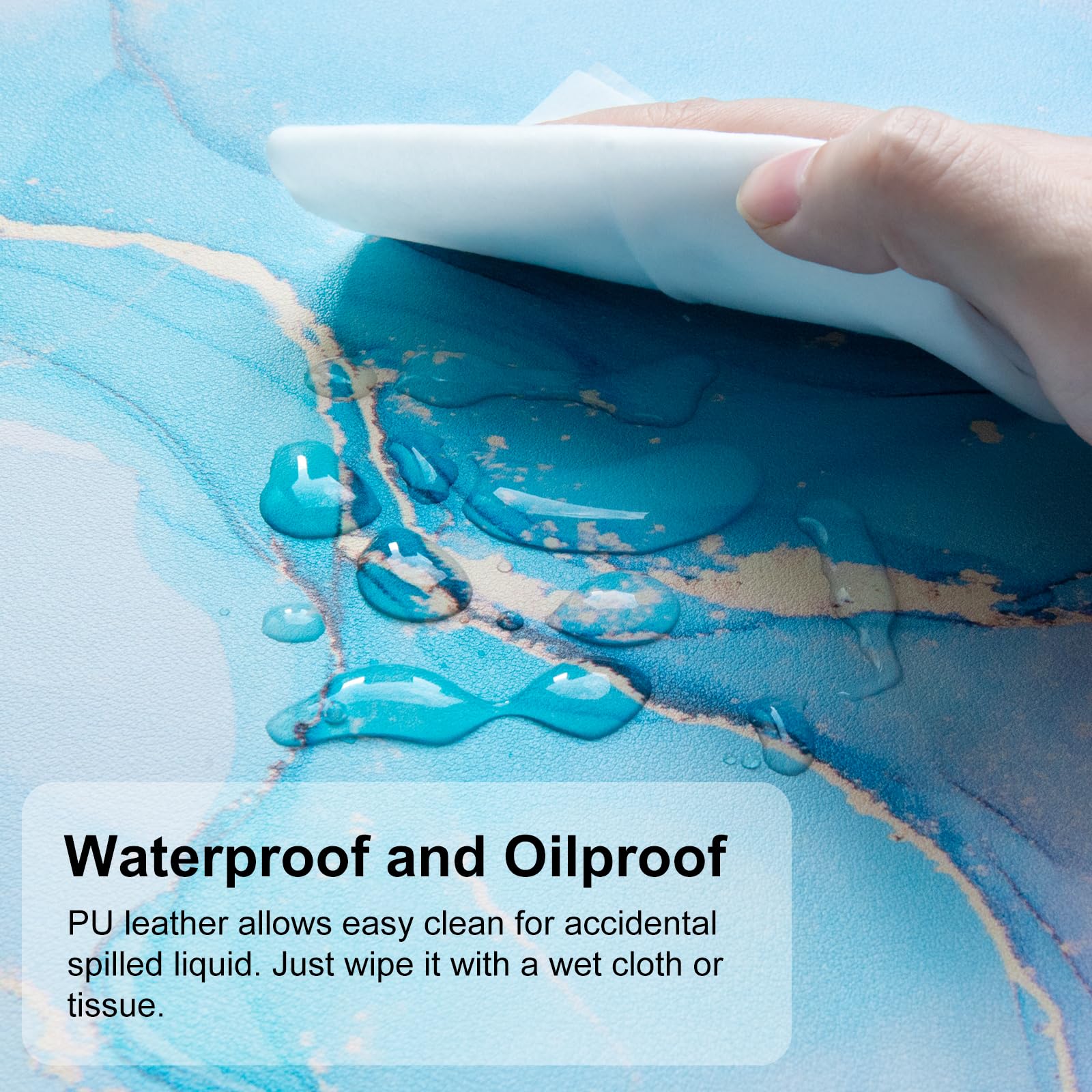 QiyI PU Leather Large Mouse Pad, 31.5" x 15.7", Blue Pink Fluid