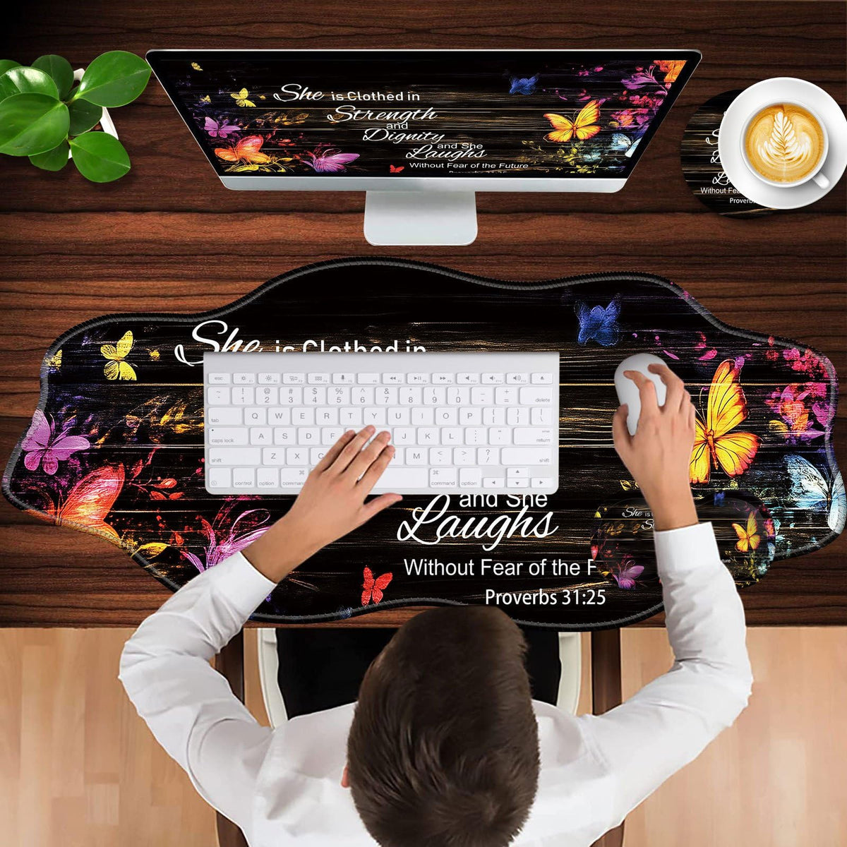 CICPLKSE Mouse Pad with Wrist Support + Desk Mat + Coaster 3 in 1 Set, XXL Large Gaming Mousepad