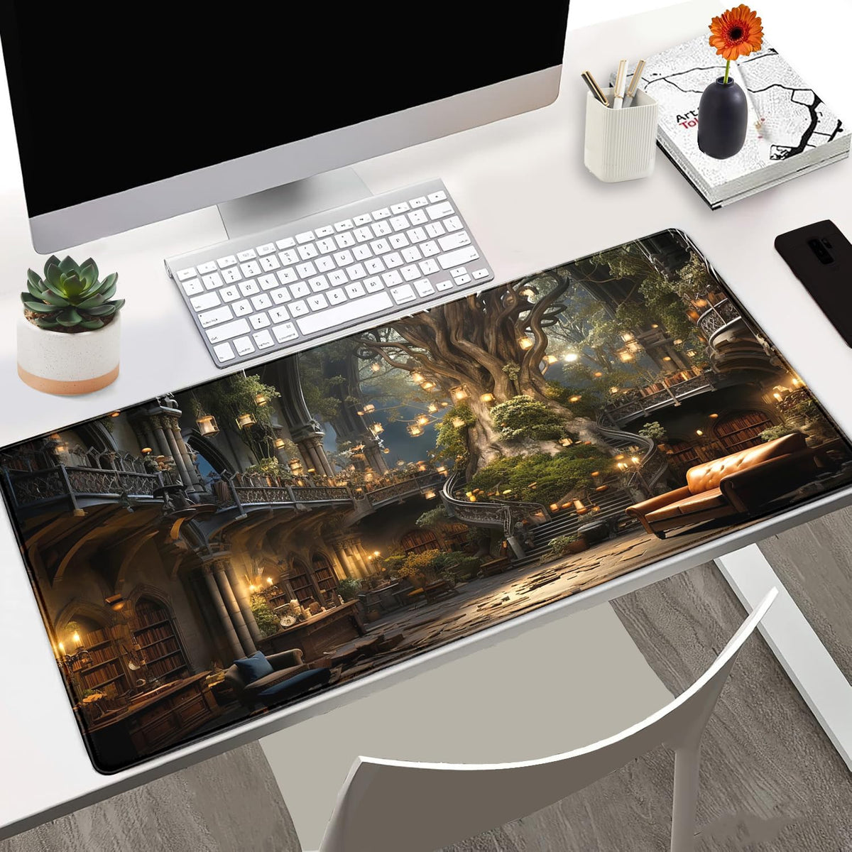 Nasdalgias Dark Academia Bookish Desk Mat Adventure Dreams Extended Mousepad Large Gaming Mousepad