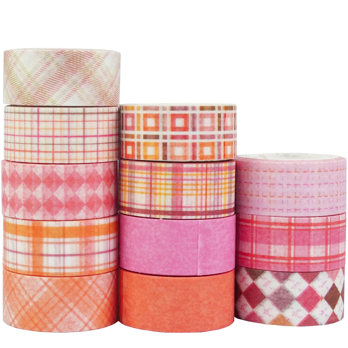 YUBX Basic Grid Washi Tape Set 12 Rolls Plaid Decorative Masking Tapes for Arts, DIY Crafts