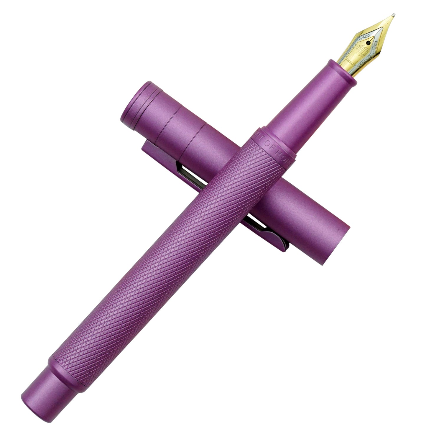 Hongdian Pink Forest Metal Fountain Pen, Beautiful Tree Texture Bent Nib Writing Office Pen
