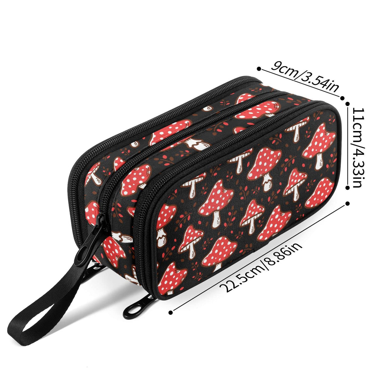 Fustylead Amanita Red Mushroom Pen Pencil Case Makeup Pouch Big Capacity Multi-Purpose Travel Bag