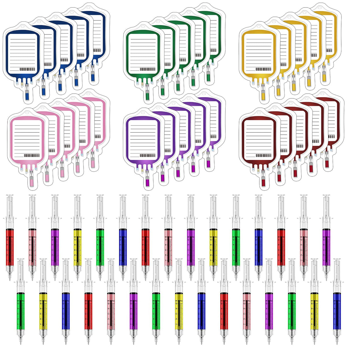 30 Sets Syringe Pens Set Includes 30 Fun Nurse Pens 30 Blood Bag Sticky Notes Black Ink Ballpoint