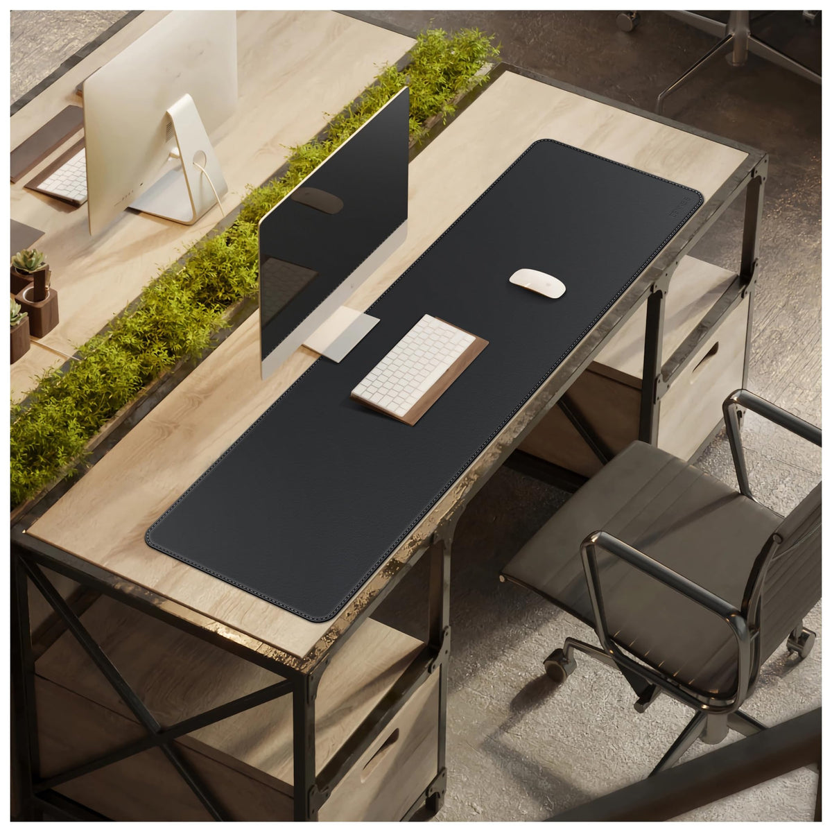 CENNBIE Leather Desk Mat, 51.2" x 16" Desk Pad for Full Desk (Black)