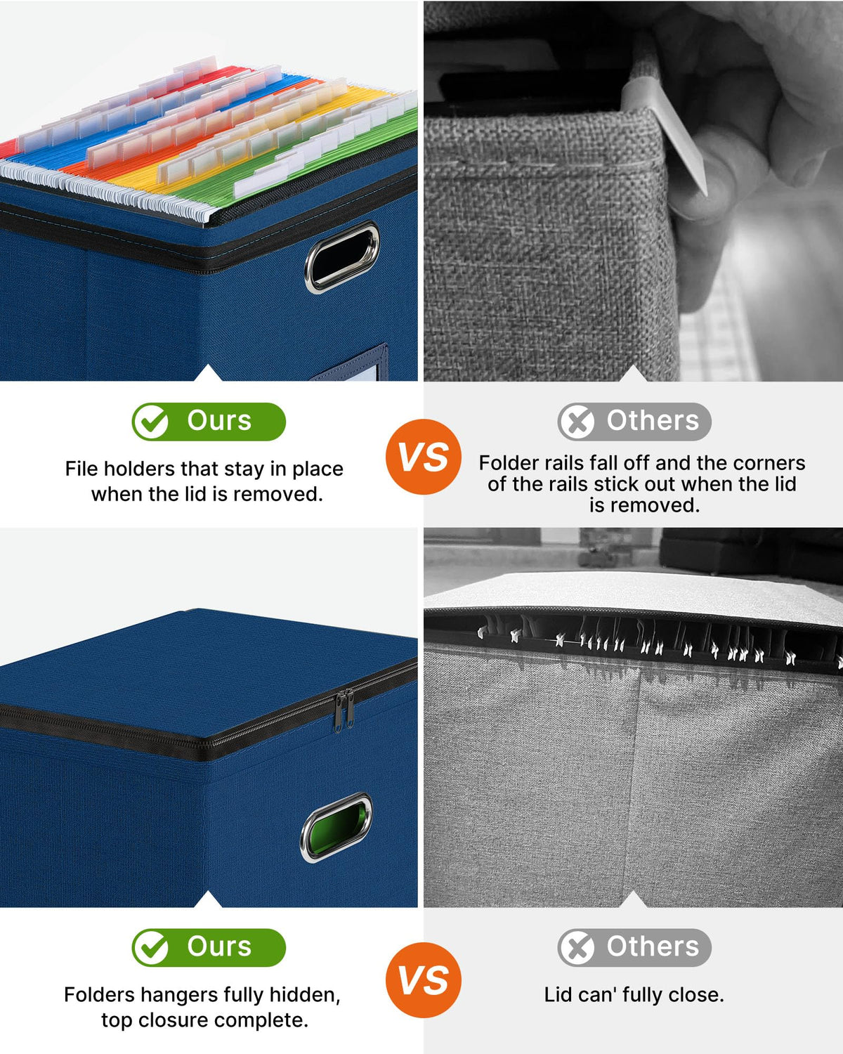 Oterri File Box Small 2-Pack Mesh Pockets Hanging Organizer for Letter-Size