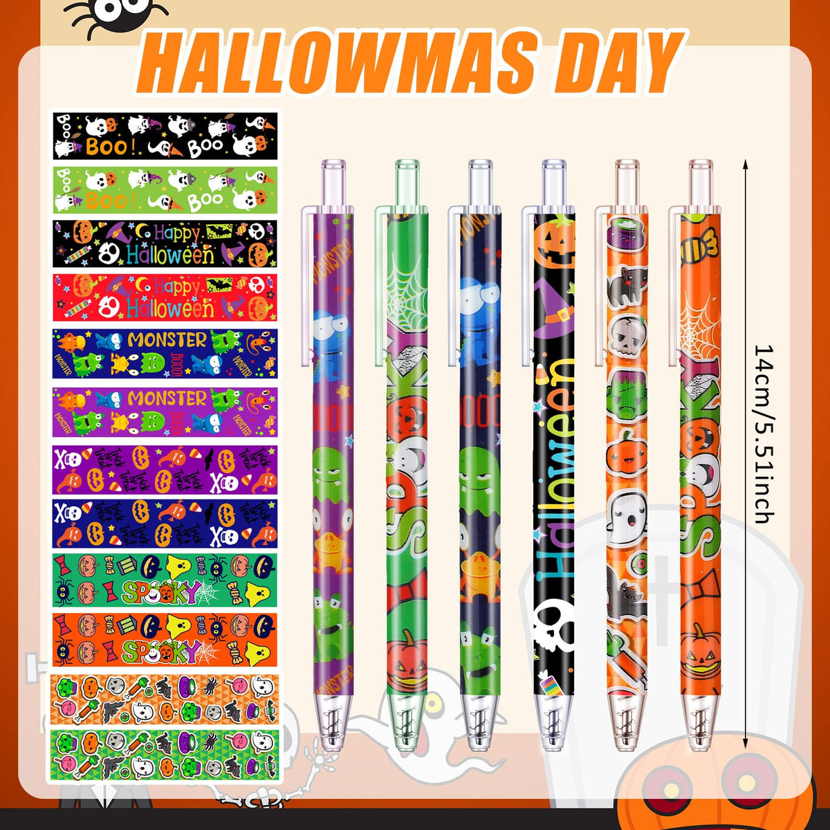 Leinuosen 72 Pcs Halloween Ballpoint Pen Bulk Ghost Gel Ink Pen Gift