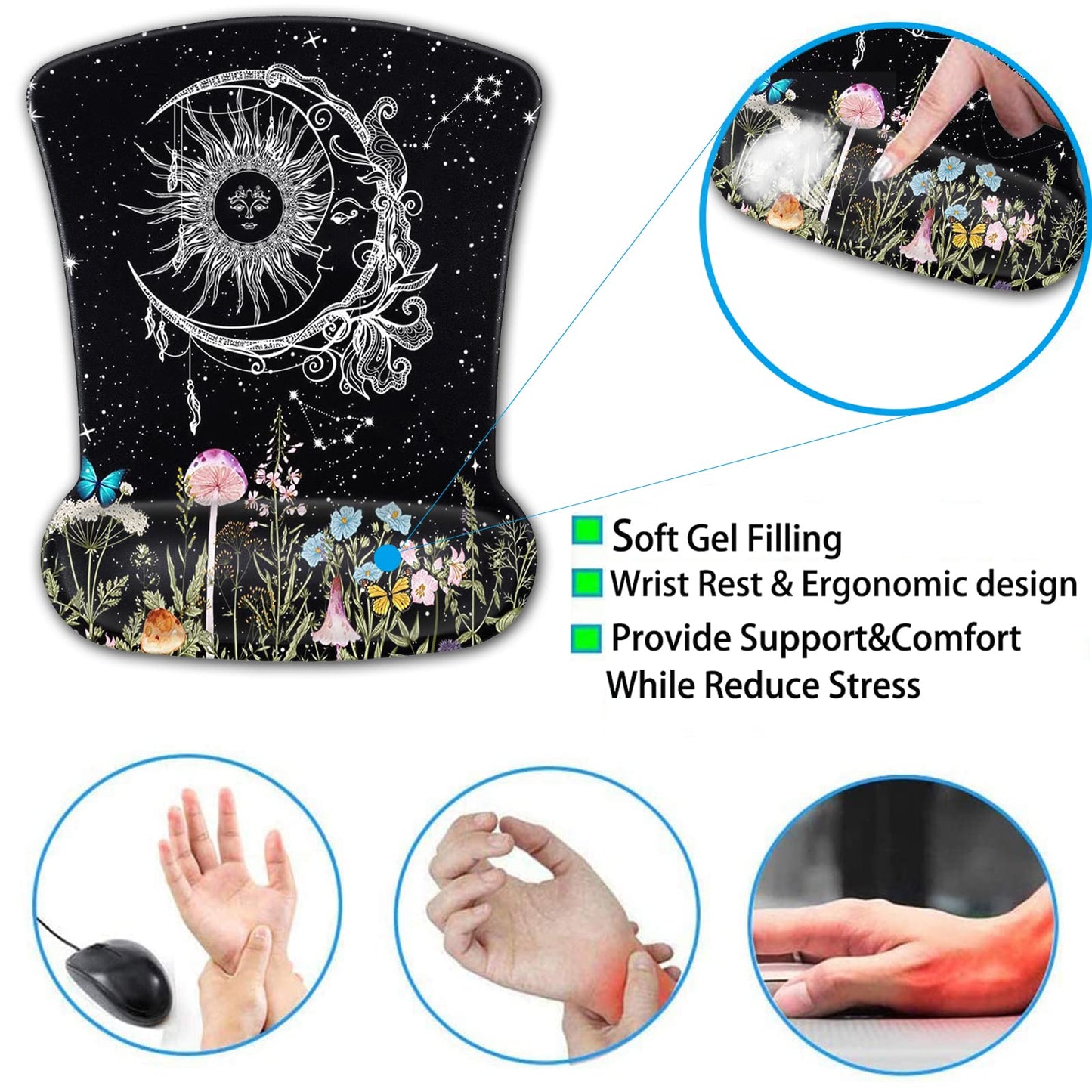 Keyboard Wrist Rest and Mouse Pad with Wrist Support, Ergonomic Gel Mouse Pad, for Easy Typing Pain