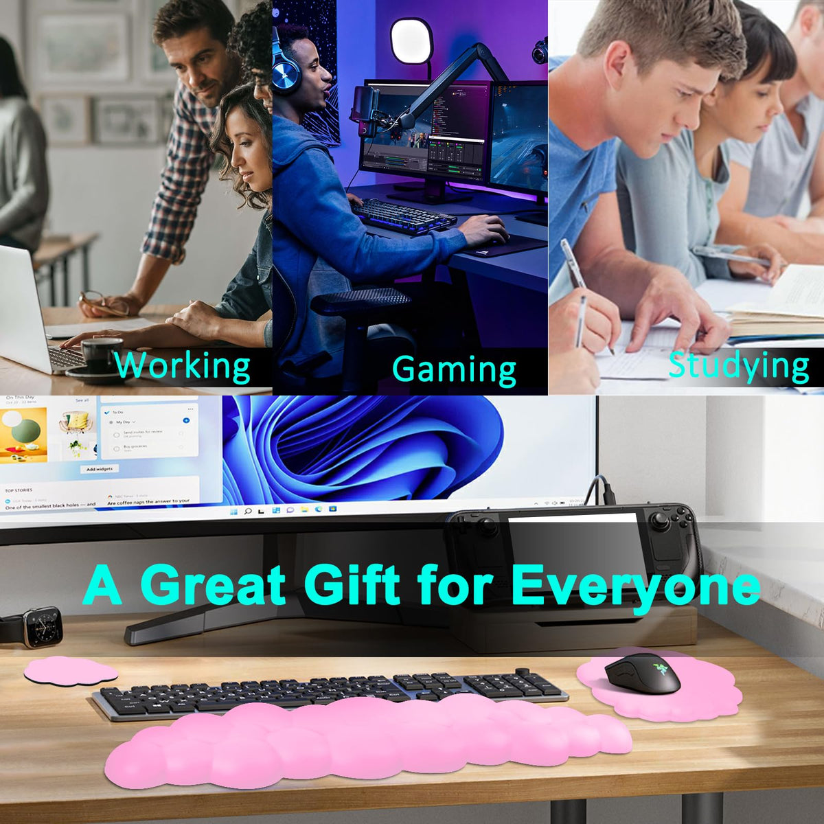 Cloud Wrist Rest Mouse Pad & Keyboard Wrist Support Set for Home & Office