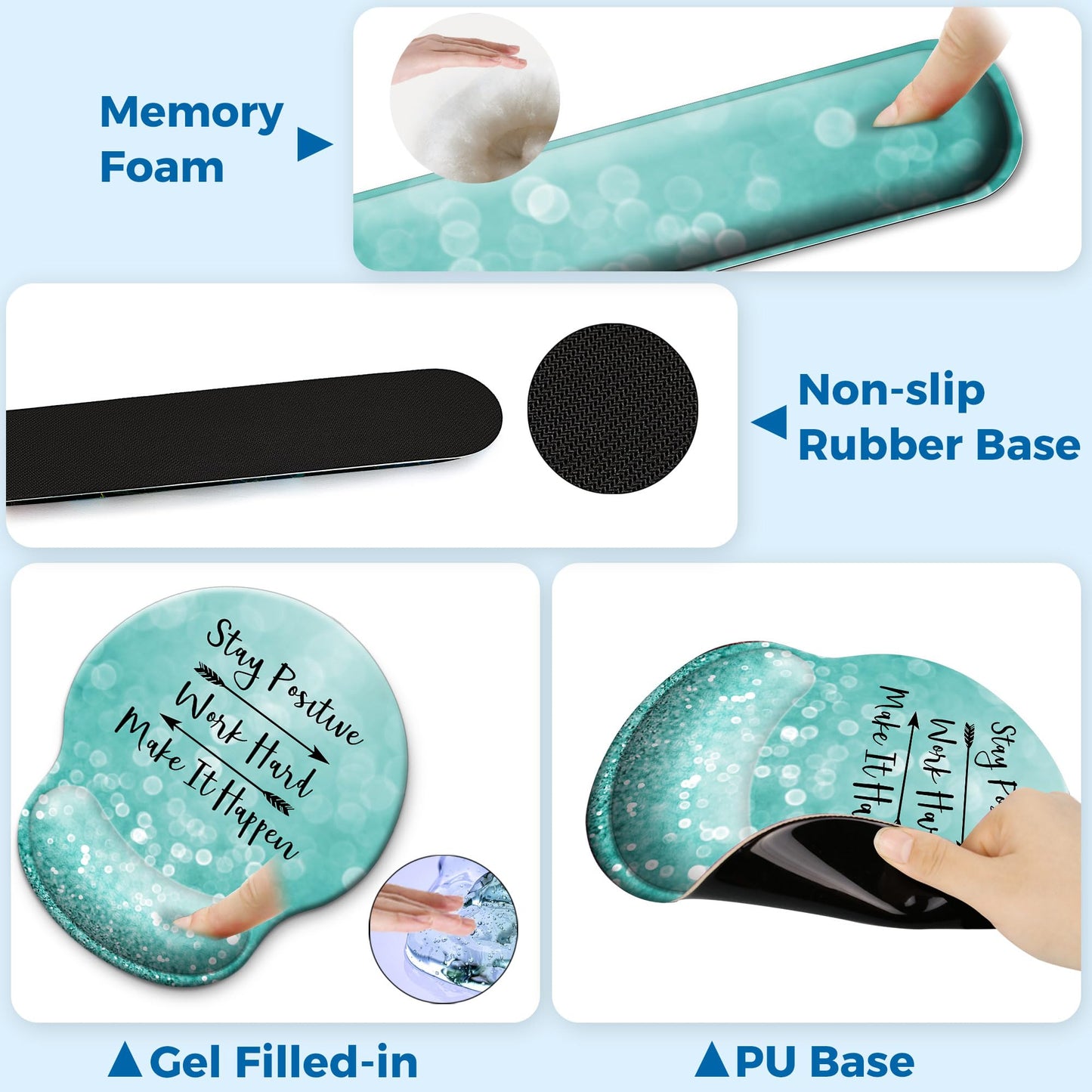 Wiabsi Mouse Pad and Keyboard Wrist Rest Support,Ergonomic Mouse Pad Set