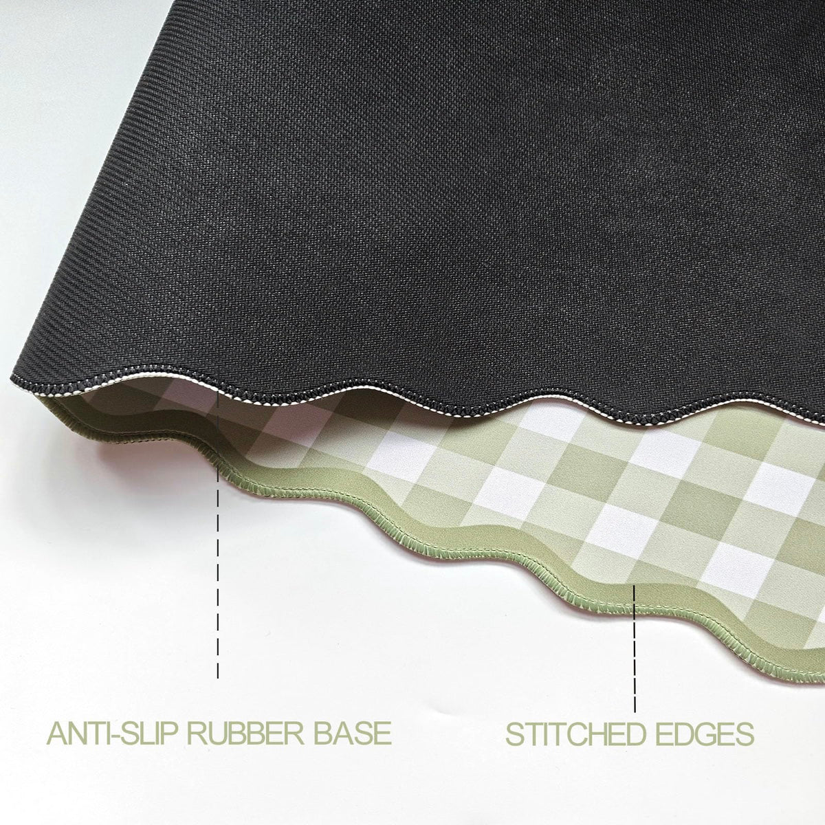 ohisxiacy Scalloped‌ Green Checkered Desk Mat Cute Pastel Large Gaming Mouse Pad Gingham Kawaii