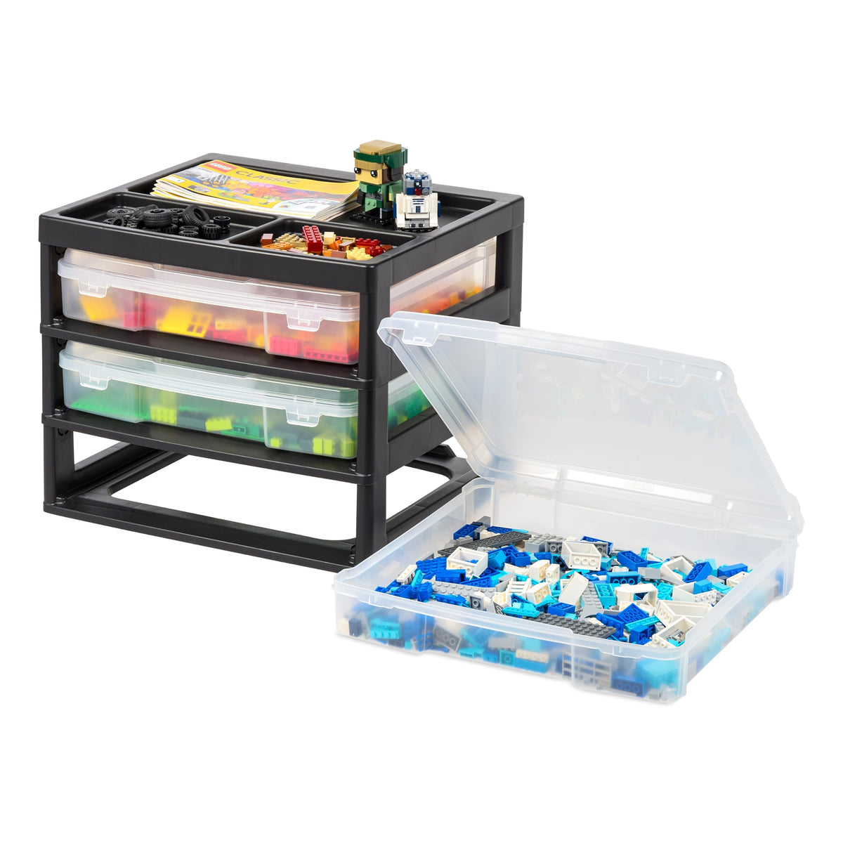 IRIS USA Desk Organizer |Made in USA| 3-Tier Cases - Black/Clear