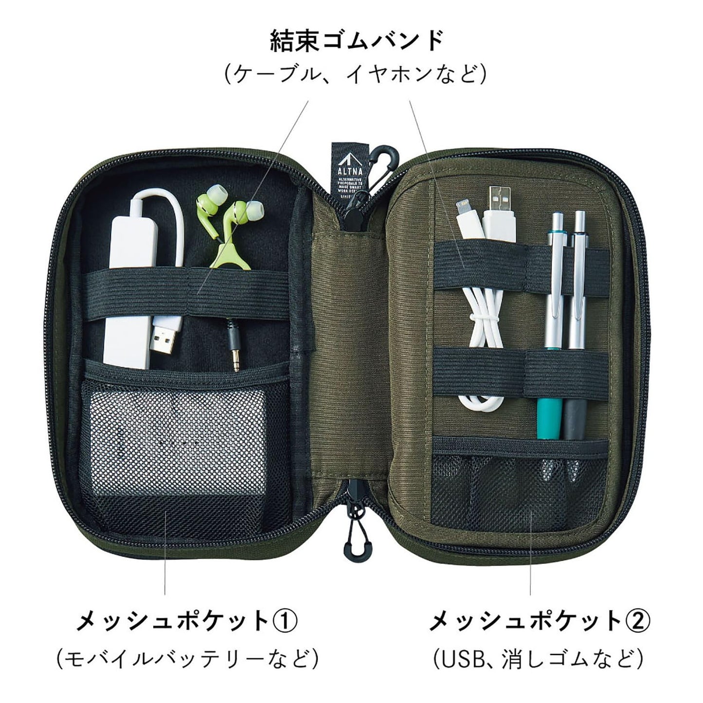 LIHIT LAB Gadget Pouch, Double, 5 x 3.6 x 8.5, Navy Blue (A7765-11)