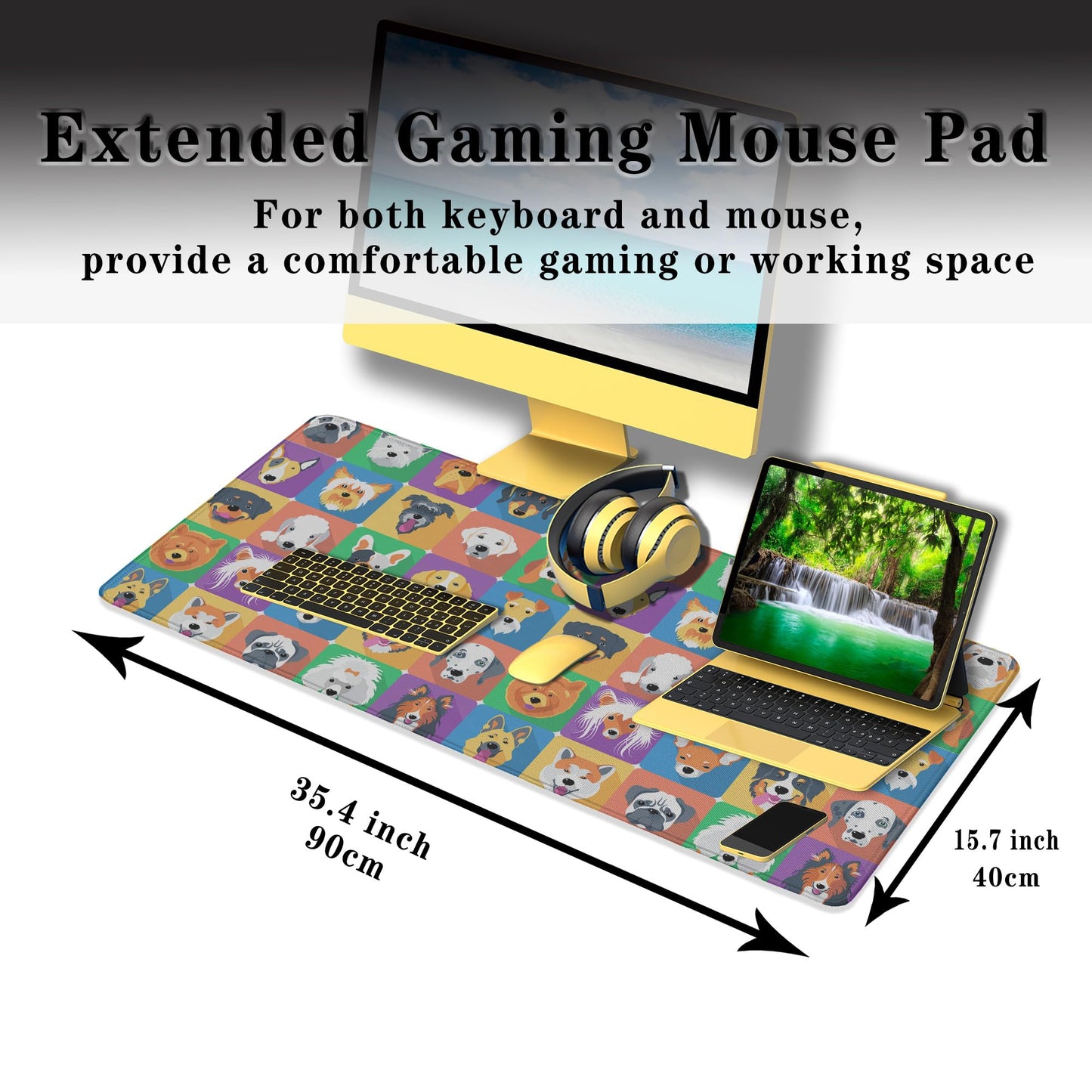 Samgula Keyboard Mats Dogs Full Mouse Mat, Desk Mouse Pad Extra Large Mouse Pads, Oversized