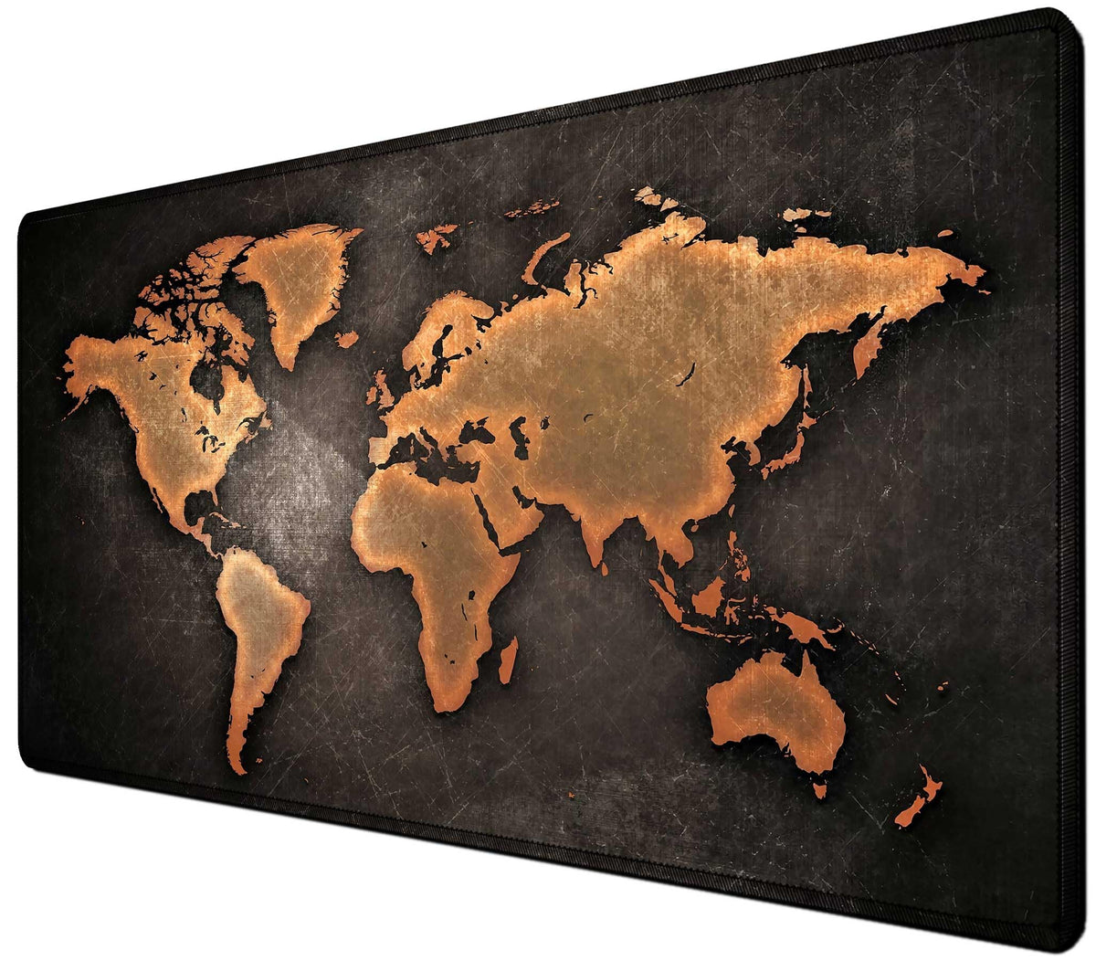 Black World Map Mouse Pads for Desk, Large Mouse Pad with Stitched Edges 31.5" × 15.7" inch.Gaming