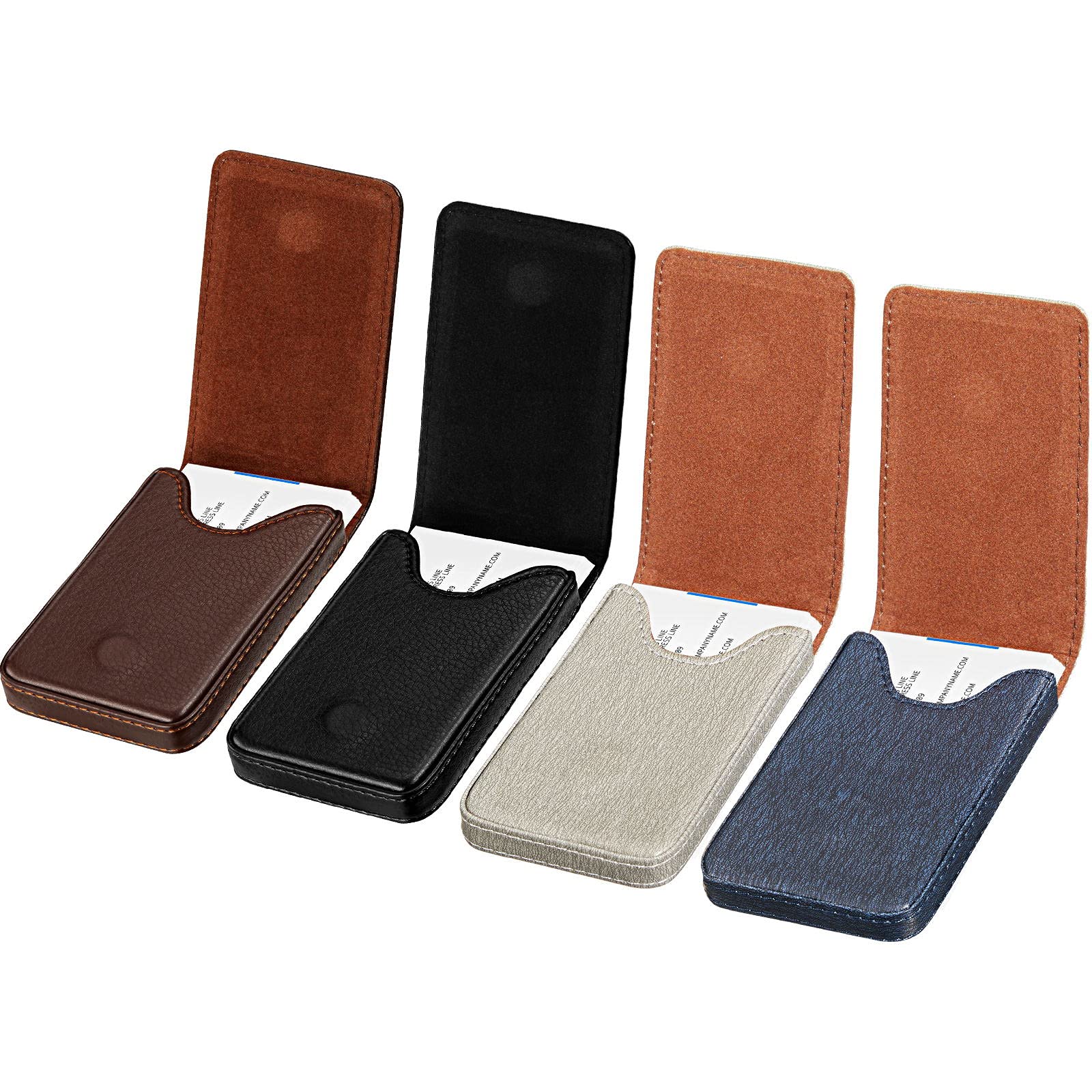 Outus 4 Pieces Business Card Holder, Gift for Husband Him Men PU Leather Business Card Case Pocket