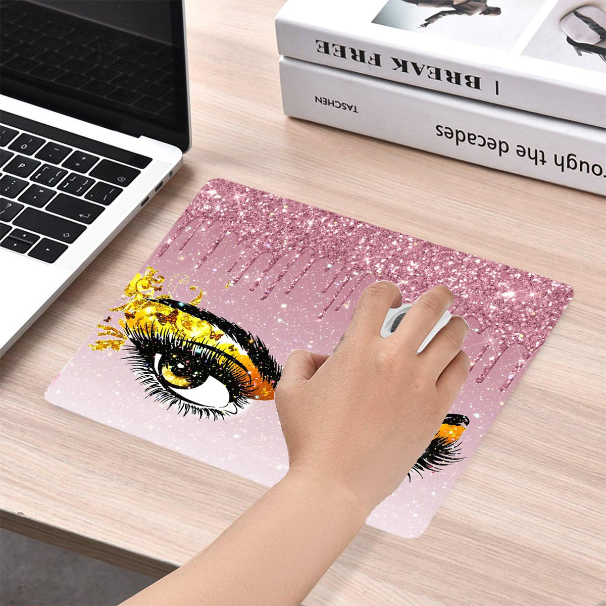 Mouse Pad Bling Diamond Glitter Sparkle Rose Gold Mousepad Hot Pink Mouse Pad, Bling Desk