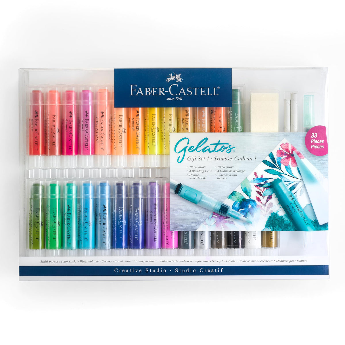 Faber-Castell Gelatos Gift Set: 28 Watercolor Gel Crayons and Art Supplies for Painting, Drawing &