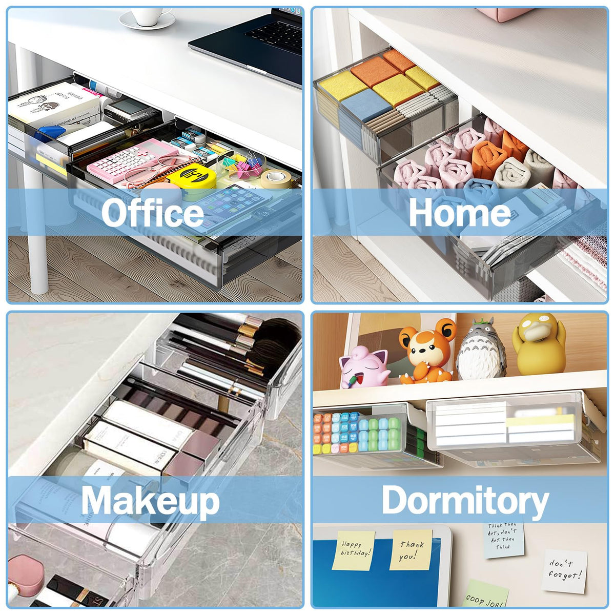 SVNNELP Large Under Desk Table Drawer Storage Organizer A4, Hidden Self-Adhesive Under Desk Pencil