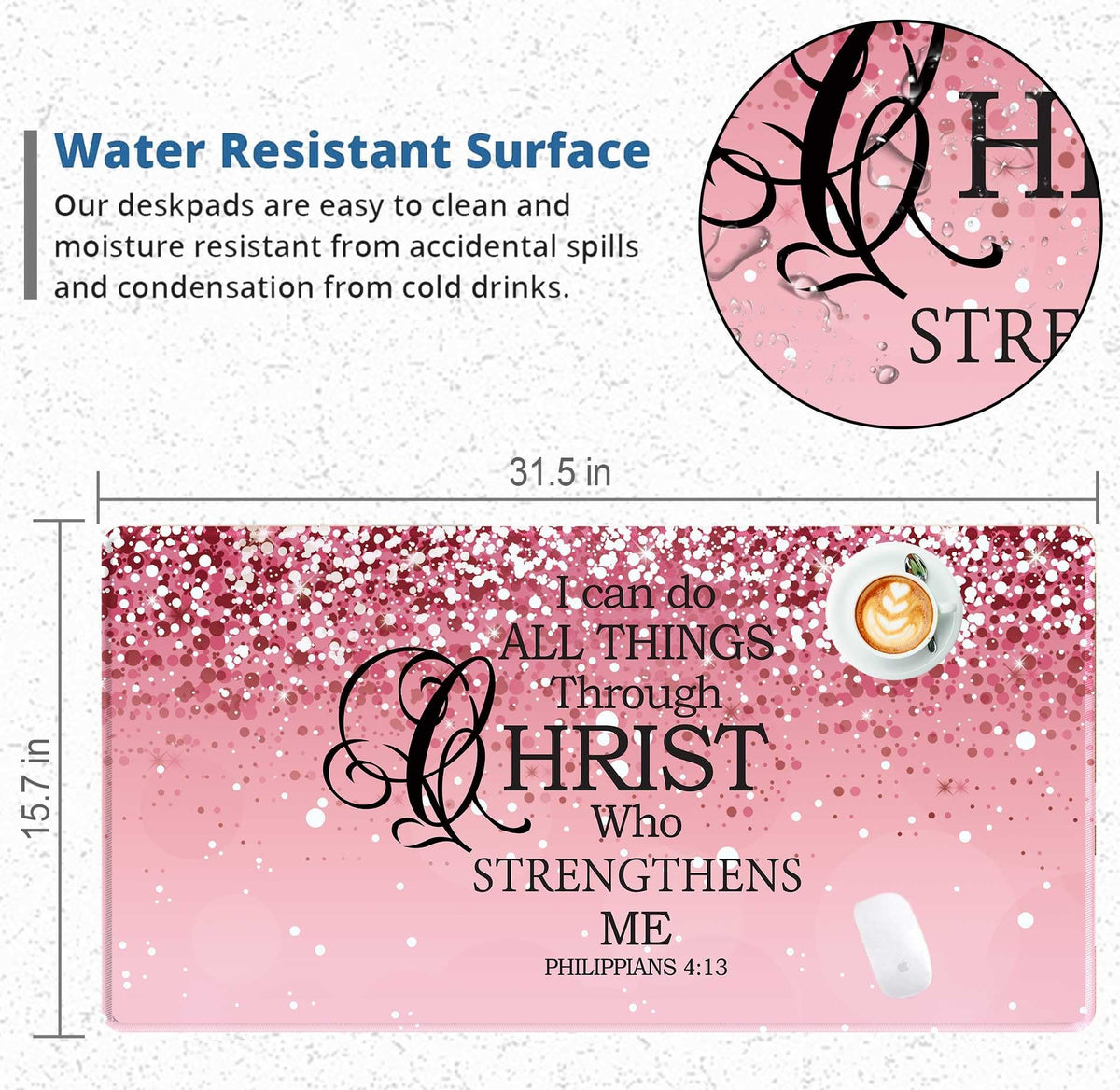 Large Desk Mat Extended Mouse Pad, Pink Cute Mousepad Desk Pad,Waterproof Durable Non-Slip Rubber