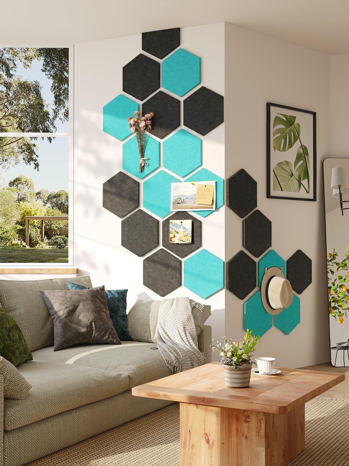 Uoisaiko 8-Pack Hexagon Felt Bulletin Board Tiles, Cork Board Alternative