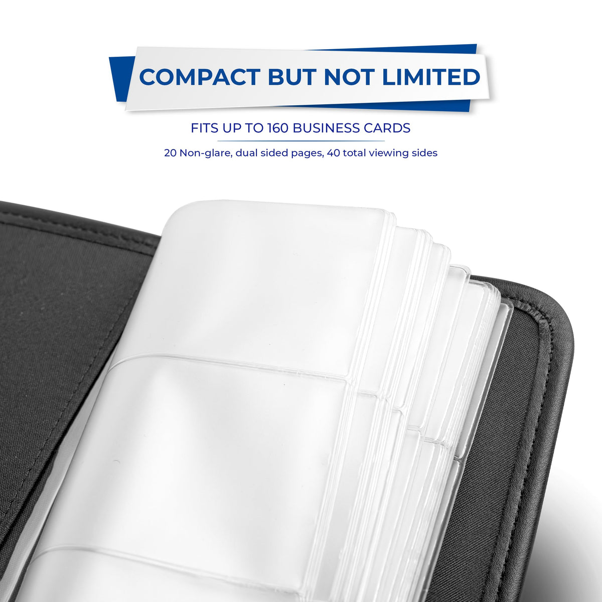 Samsill Professional Business Card Organizer with Padded Cover, Card Holder for 160 Cards, Black