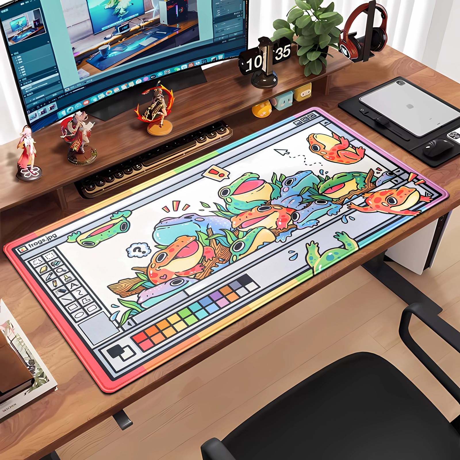 Frogs Mouse Pad Large Gaming Mousepad XXL Cool Frogs Desk Mat Cute Extended Desk Pad Computer