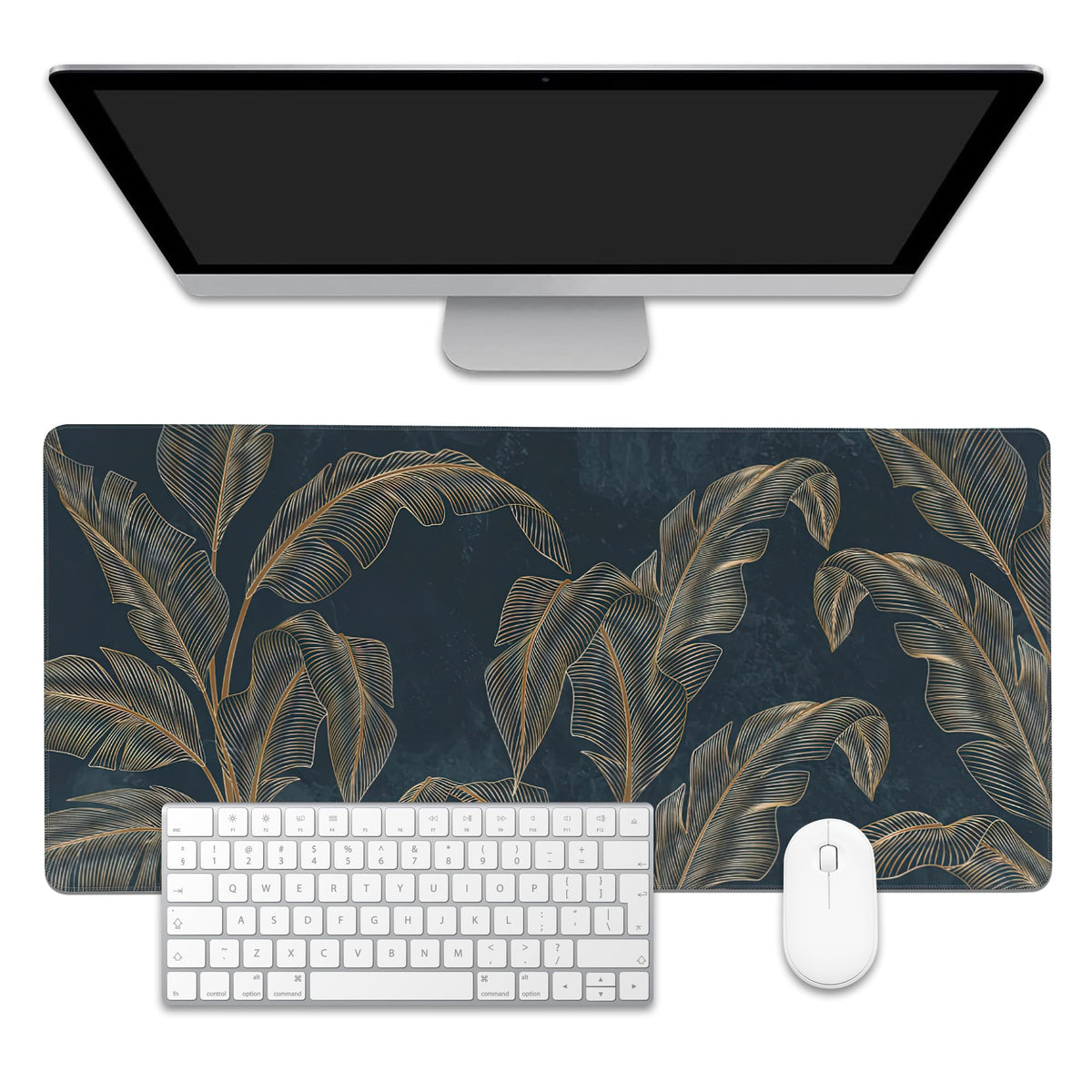 EOBKLAX Mouse Pad,Abstract Golden Art Line Style Desk Mat for Desktop,Desk Pad with Non-Slip Base