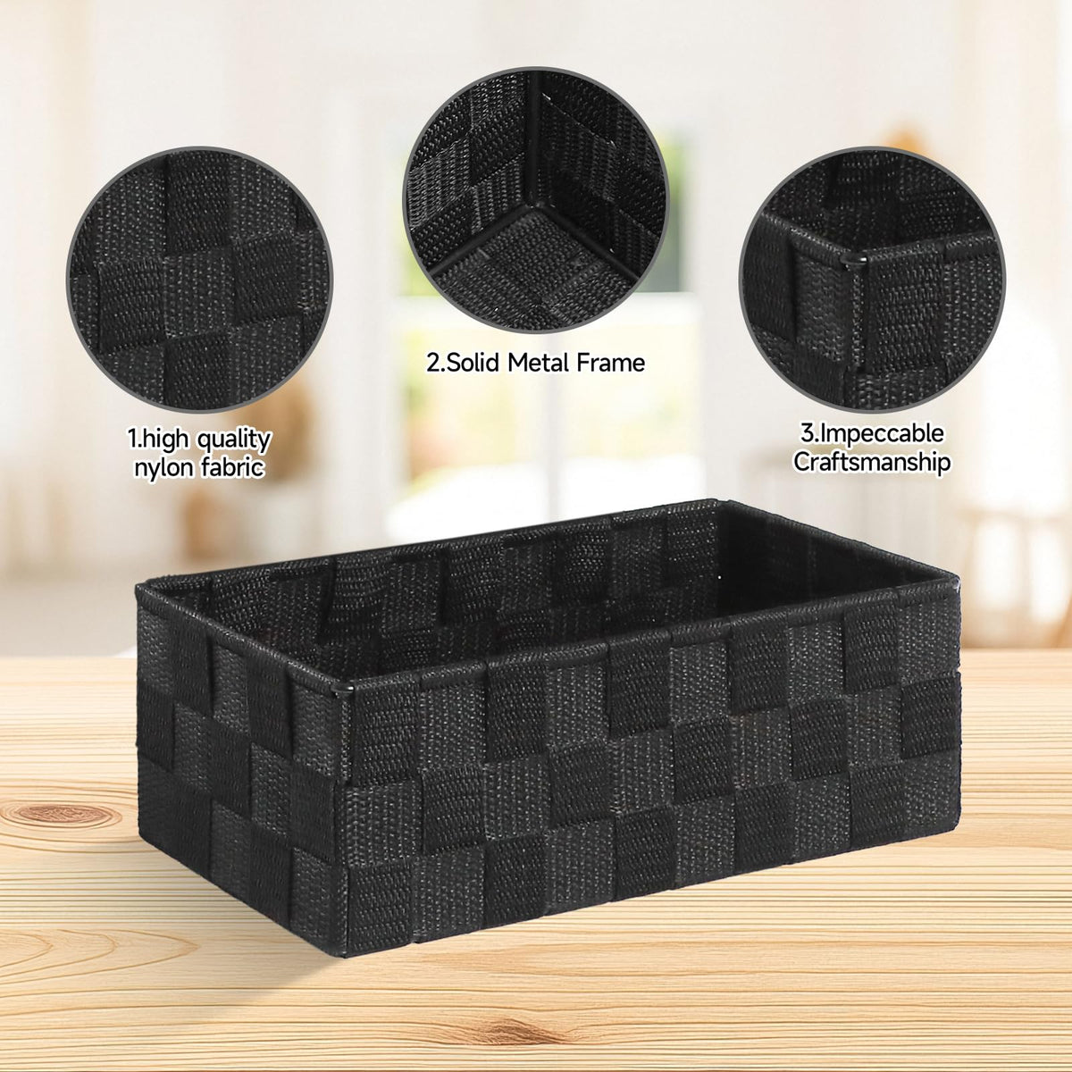 Posprica Small Baskets for Organizing(7 Set) Woven Storage for Shelves, Bathroom, Decorative Closet
