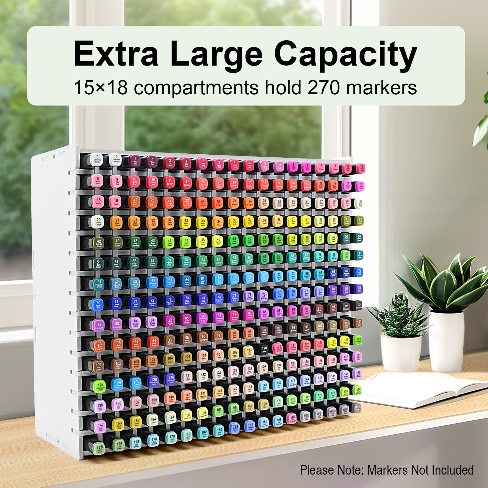 LOSADY Marker Organizer, 270-Slot Marker Holder with Adjustable Dividers