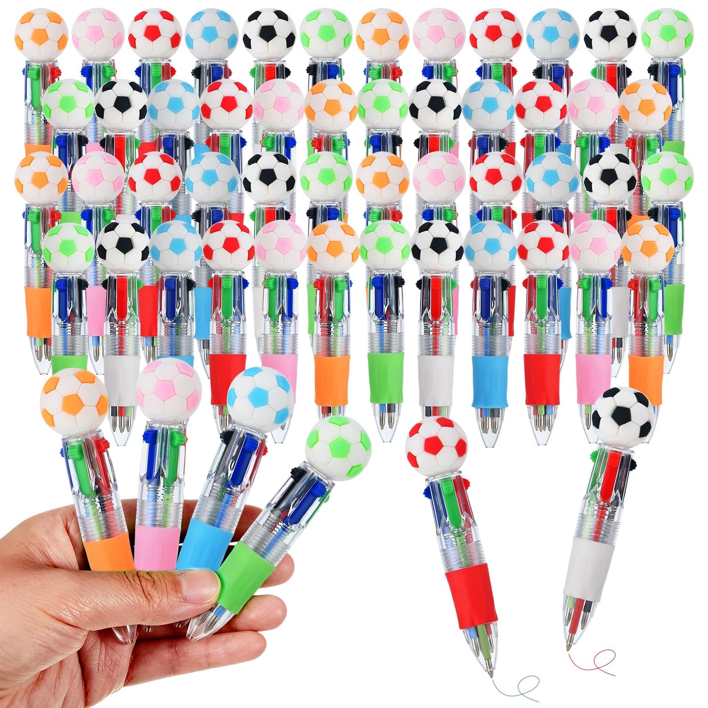 Zhirlyn Soccer Party Favors Soccer Pens Multicolor Pen in One Cute Fun 4-in-1 Pens Bulk Cool