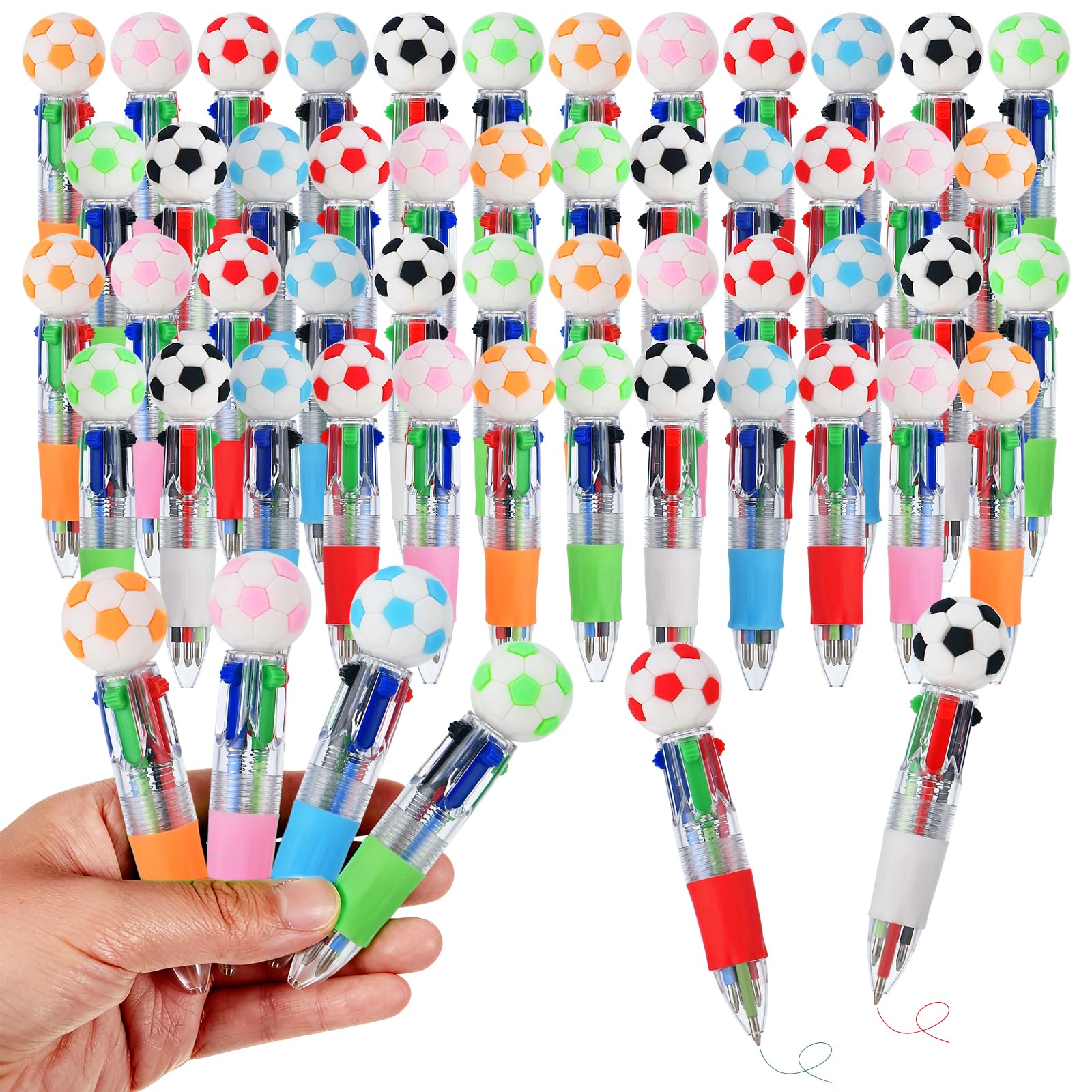 Zhirlyn Soccer Party Favors Soccer Pens Multicolor Pen in One Cute Fun 4-in-1 Pens Bulk Cool