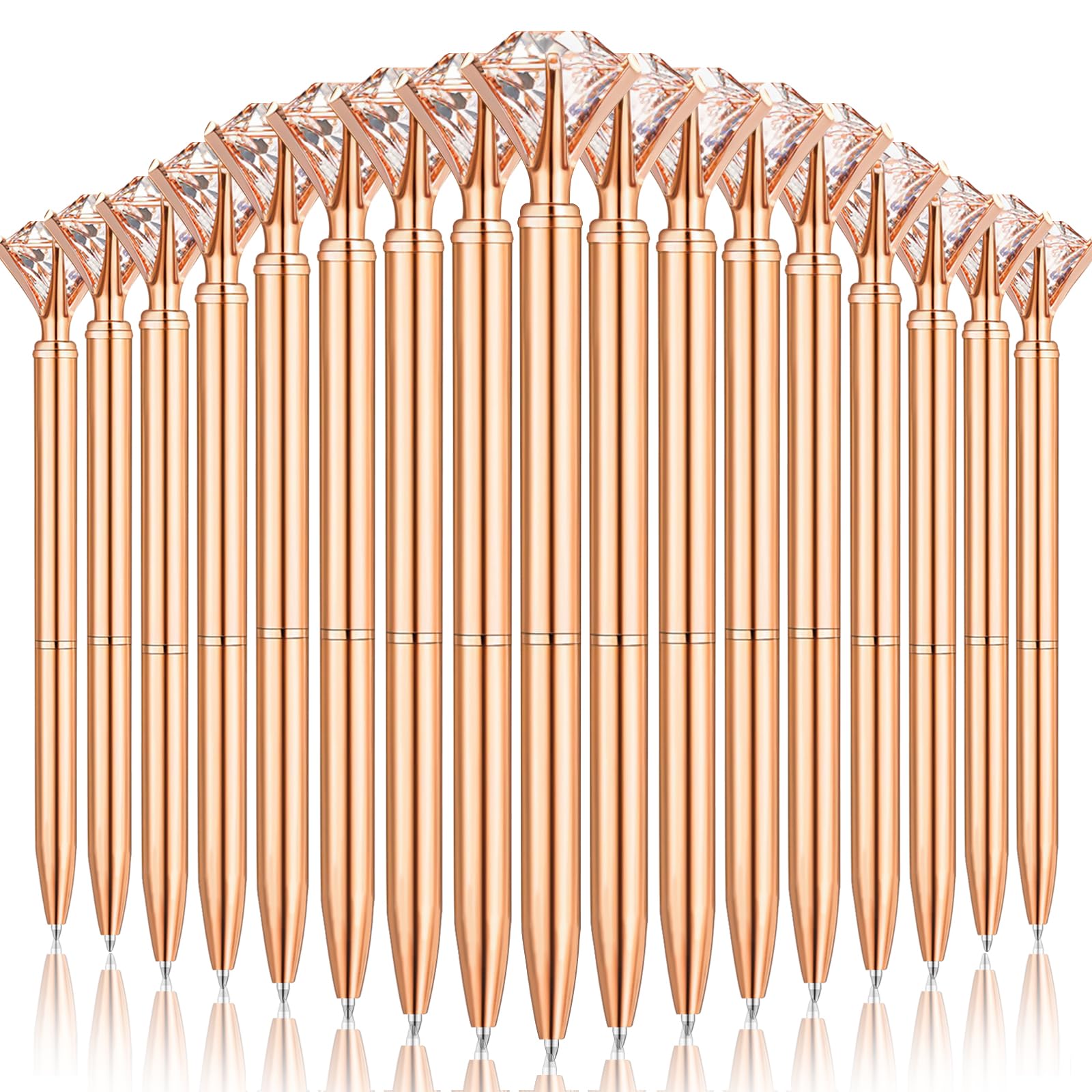 EVNEED 50 Pcs Bulk Diamond Pens with Crystal Bridal Shower Gifts Metal Bling Ballpoint Pens with
