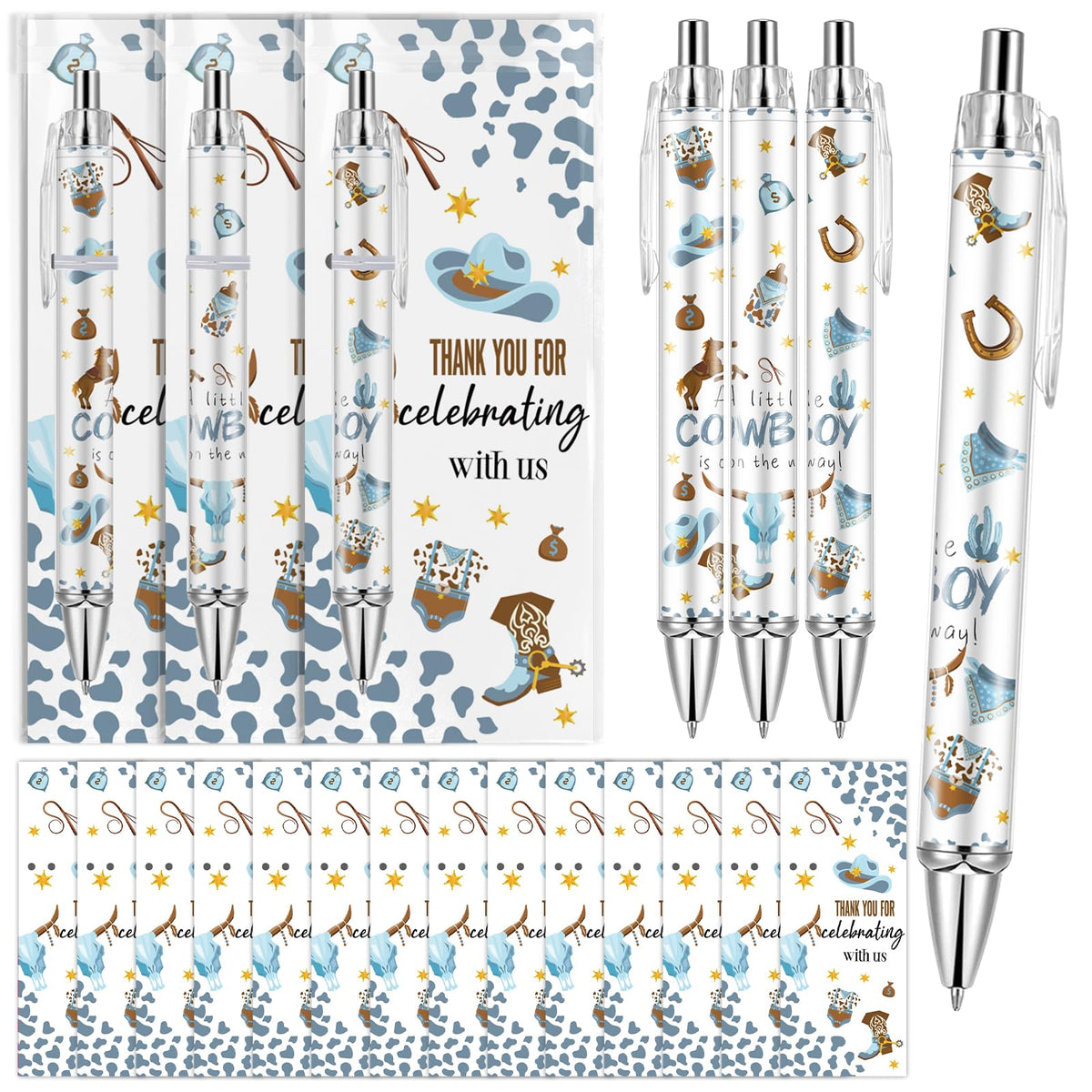 Lebsitey 50 Sets Pen Favors Gifts for Guests Includes 50 Rolling Paper Ballpoint Pens and 50