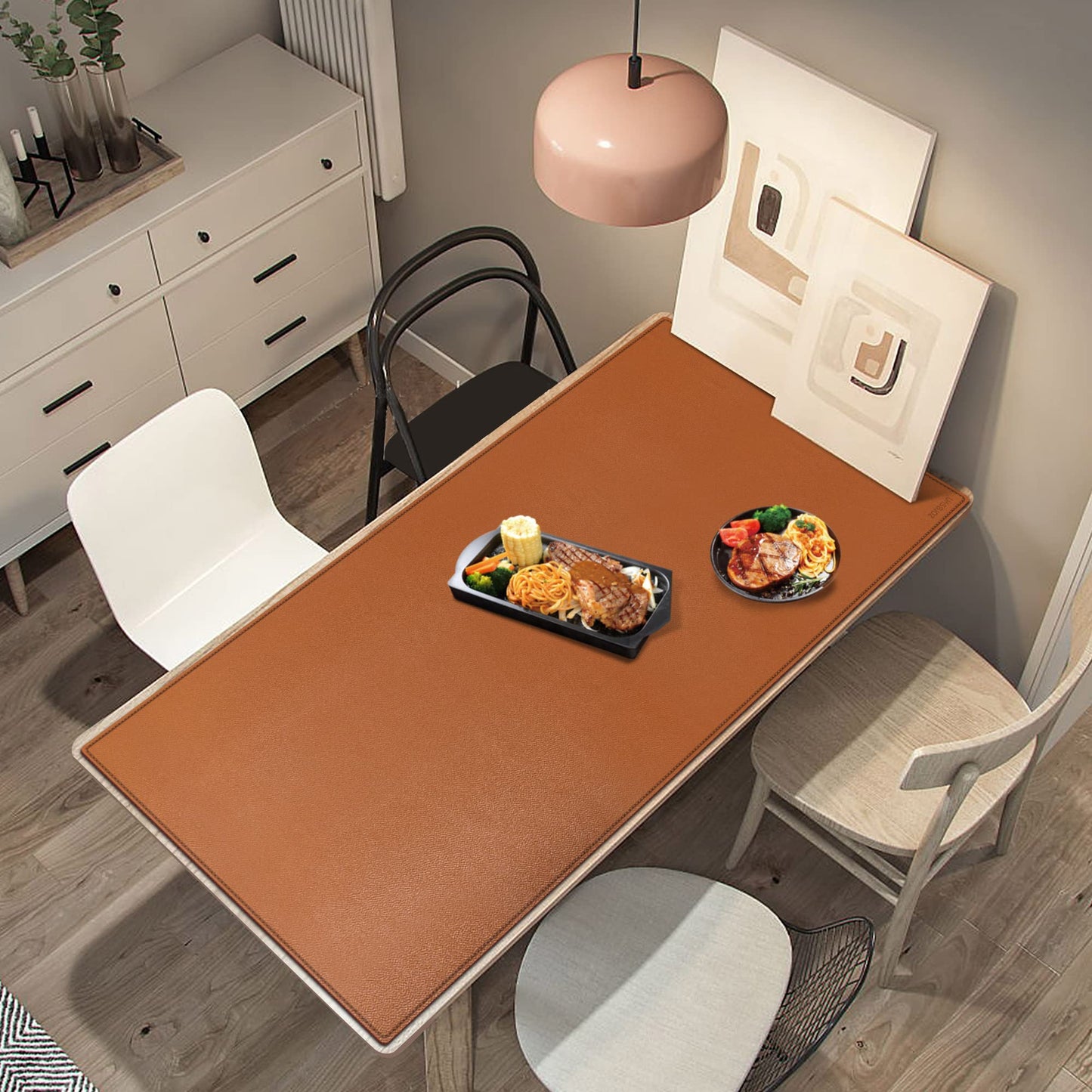 ZORESYN PU Leather Conference Table Pads 70.9" x 31.5" Light Brown