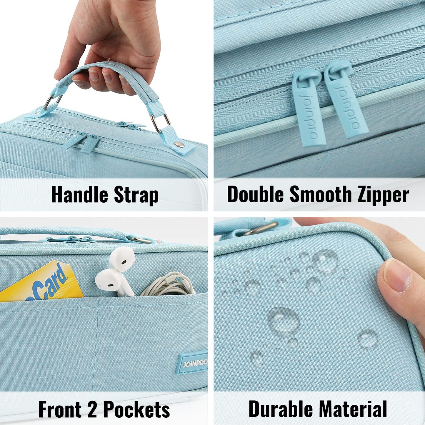 JOINPRO Large Capacity Pencil Case, 4 Compartment Pen Pouch Organizer with Double Zipper, Storage