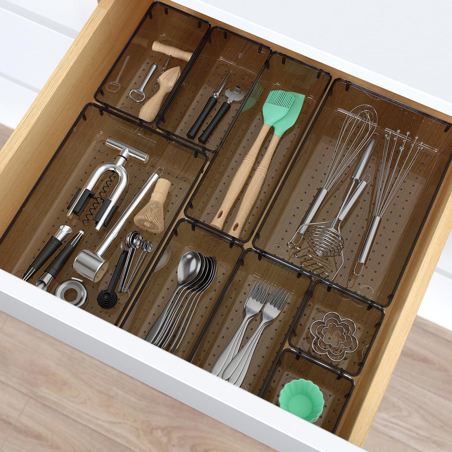 23 PCS Plastic Drawer Organizers Set, 4 Size Desk Drawer Organizer Trays