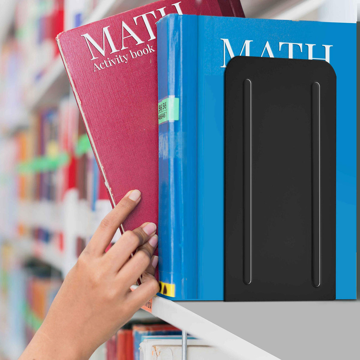 Acrimet Bookends for Shelves, Heavy Duty Steel Metal Book Ends, Non-Skid Book Stopper, Book Storage