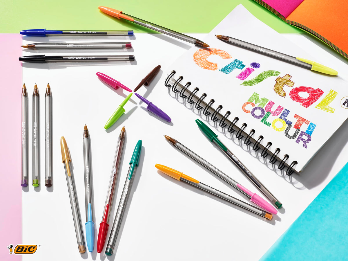 BIC Cristal Large Ballpoint Pens, Every-Day Biro Pens with Wide Point (1.6 mm), Ideal for School