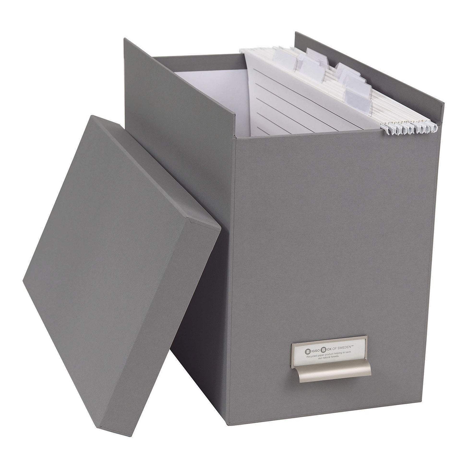 Bigso John Fiberboard Label Frame Desktop File Storage Box - Document Organizer for Important