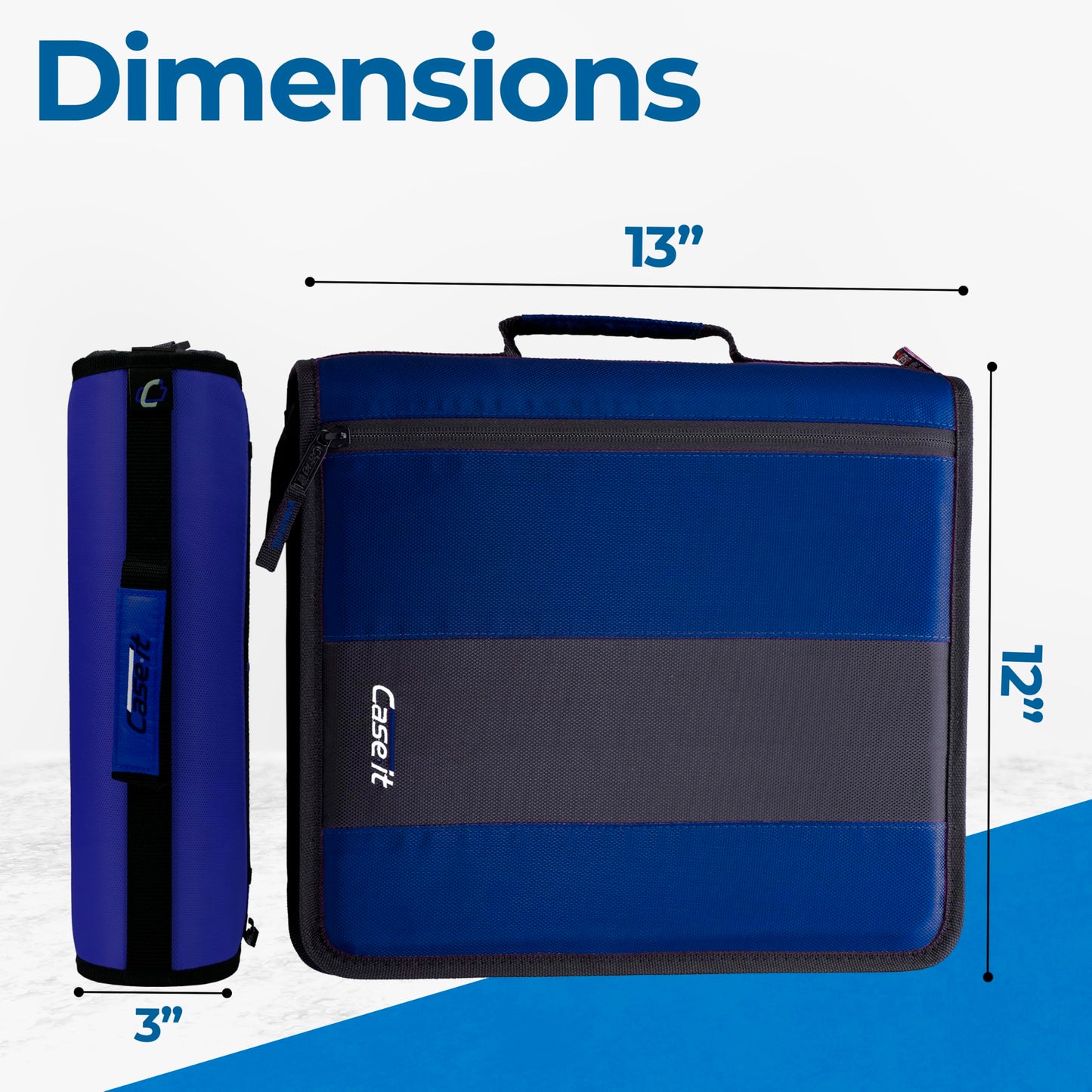 Case-it School Zipper Binder | 2" O-Rings | 350-Sheet | D-251 Midnight Blue