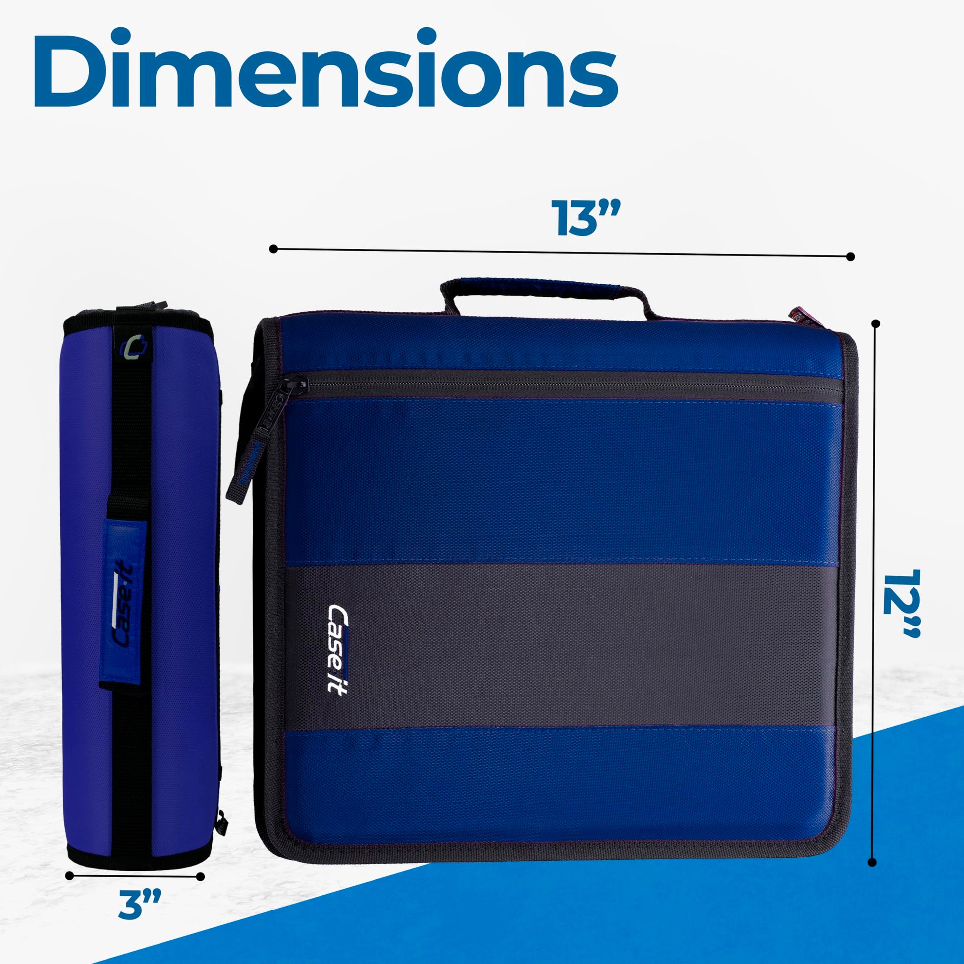 Case-it School Zipper Binder | 2" O-Rings | 350-Sheet | D-251 Midnight Blue