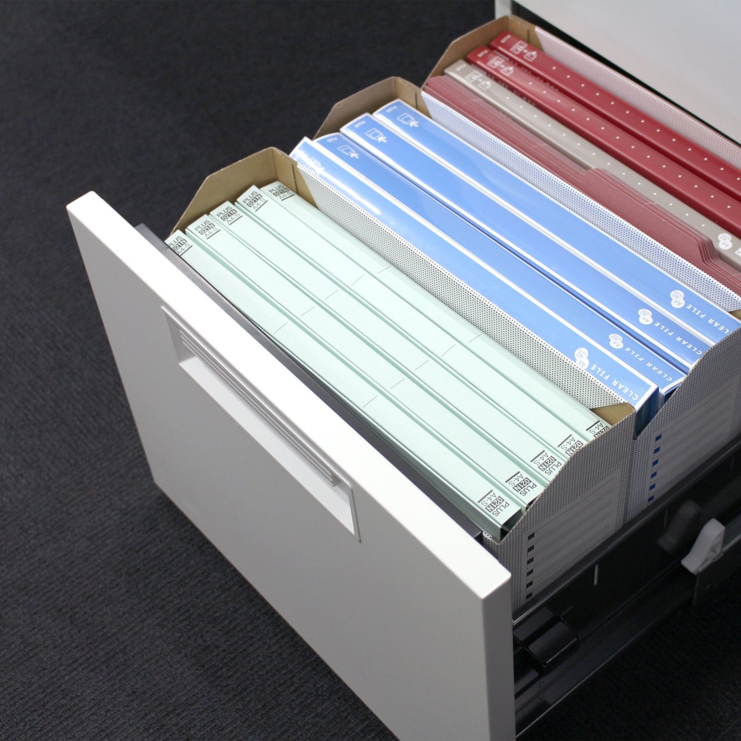 Plus 553-988 Economy File Box, 10 Notebooks, A4 Horizontal, Back Width: 3.9 inches (100 mm), Blue
