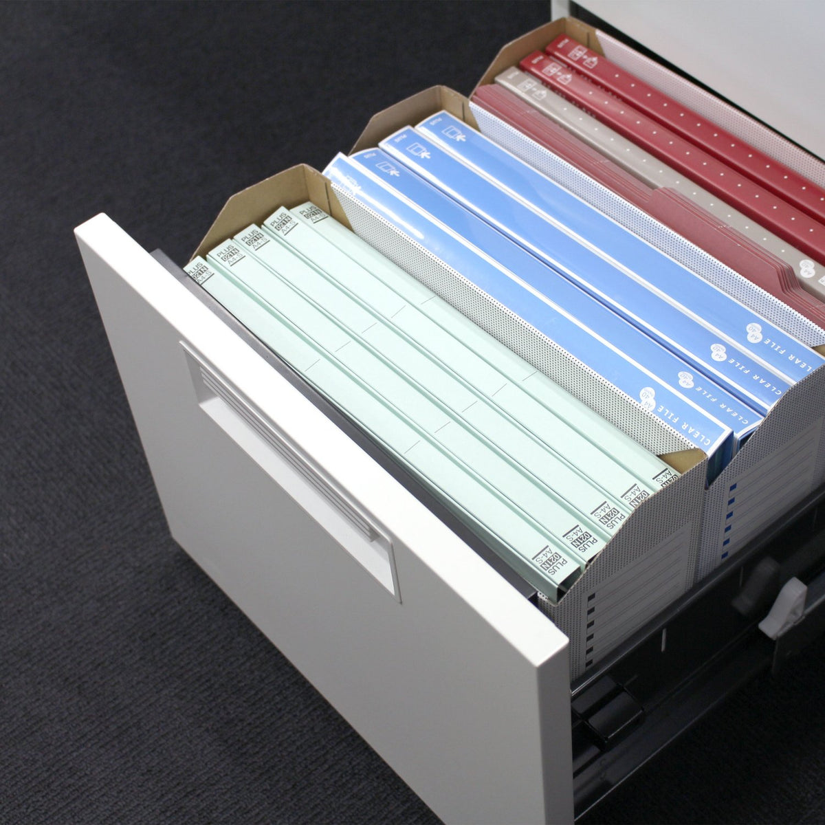 Plus 553-988 Economy File Box, 10 Notebooks, A4 Horizontal, Back Width: 3.9 inches (100 mm), Blue