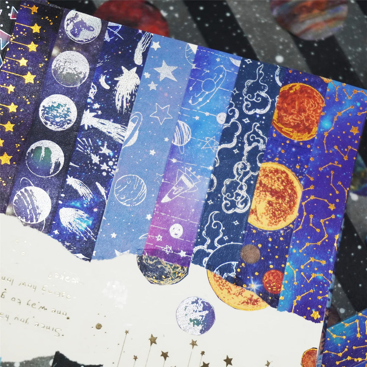 YUBBAEX Galaxy Washi Tape Set Starry Gold Silver Foil Decorative Tapes for Arts, DIY Crafts
