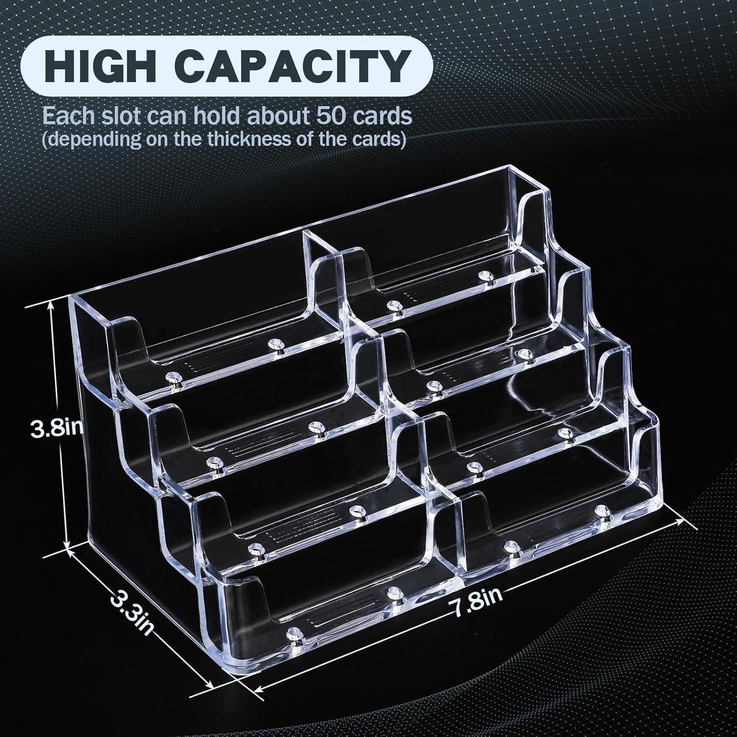 xydstay Acrylic 4-Tier Business Card Holder for Desk with 8 Pockets, 2 Pack
