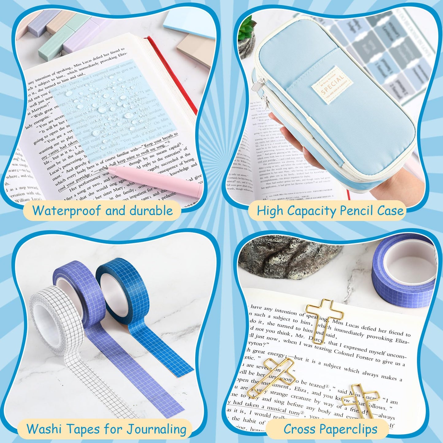 Dunzoom 137 Pcs Bible Study Supplies Journaling Kit 1 Pencil Case 12 Highlighters 4 Sticky Notes 6